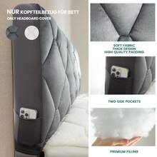 Multi-Functional Headboard Cover, Stain-Resistant, Wear-Resistant, Anti-Collision, Soft & Skin-Friendly, Odorless, Elastic Strap Anti-Slip Fixation, Removable & Easy To Clean, Suitable For Different Shaped Headboards, Practical Bedroom Accessory - Grey - View 9