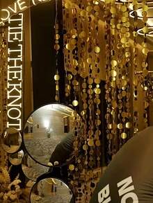 5pcs 100cm Shiny Sequin Flower Garland With Fairy Lights, Free Rope Included, Suitable For Wedding Arch Backdrop, Birthday Party, Baby Shower | Indoor/Outdoor Party Hanging Decor, Photo Backdrop, Wedding Decoration, Home Holiday Party