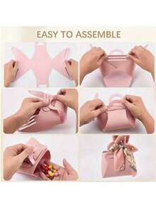 12/20个创意DIY仿皮礼品袋，适用于各种场合的派对礼品包装和装饰；包含蝴蝶结和丝带；适合所有年龄段；是商店开业、派对、烘焙、万圣节、圣诞节、生日、中国新年等的理想选择；优雅的高品质礼品包装；多种颜色可选。 - 彩色 - 查看 4