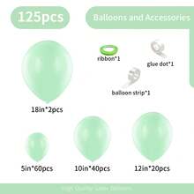 50/125Pcs Matte Thickened Light Green Latex Balloon Arch Garland Kit, 5/10/12/18 Inch Multi Size Helium Round Balloons, Decor For Birthday, BabyShower, Gender Reveal, Graduation, Wedding Anniversary, Carnival Party Supplies - Light Green - View 12