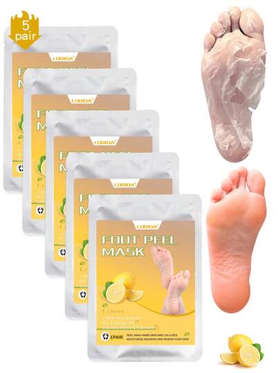 Máscara para pelar los pies, 5 paquetes, exfoliante para eliminar callosidades y piel muerta, suaviza y deja los pies suaves, opción perfecta como regalo para ocasiones especiales para hombres y mujeres