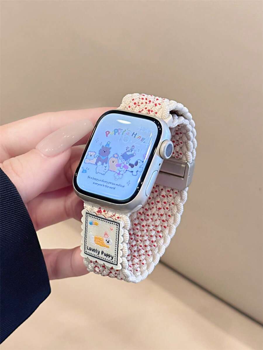 1PC Creative Cute Nylon Braided Strap Compatible With Apple Watch Band S10(S11) 42/46mm 49Ultra Adjustable Magnetic Woven Fabric Loop 9 8 7 6SE 5 4 3 2