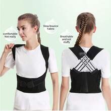 Men And Women - Posture Corrector, Physical Support For Lower Back, (Ideal Gift For Mother's Day/Valentine's Day/Easter) Invisible Posture Corrector Under Clothes, With Straps For Rounded/Hunchbacked Back, Spinal Curvature, Textile Material (Hand Washable), Daily Use - 黑色 - 查看 2