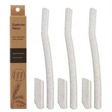 3pcs Stainless Steel Wheat Straw Eyebrow Razor, Material Eyebrow Trimmer, Paper Box
