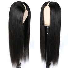 V Part Wigs Human Hair Straight V Shape Wigs For Black Women Upgrade U Part Wigs No Leave Out No Sew In No Glue Clip In Half Wigs 180% Density Natural Black - Natural & Black - View 3