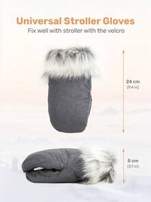 2只装冬季防冻婴儿车手套，带毛领，魔术贴或磁吸设计，方便安装和频繁使用，防水通用婴儿车手套，适合冬季雪季，是父母日常护理宝宝、通勤、家庭出游和旅行的理想之选，也是送给新手父母的礼物。 - 黑色 - 查看 9