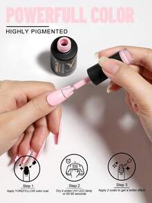 YOKEFELLOW TPO-Free & HEMA-Free 10ml Gel Nail Polish, Light Pink Nails All Seasons Semi Permanent Manicure Nail Gel Polish Soak Off UV LED Nail Art Salon DIY For Women Girls -AB013 - Baby Pink - View 7