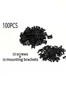 重型电缆扎带固定支架 - 0.6x0.4 英寸超薄黑色聚合物电缆夹，带永久性粘合底座，适用于墙壁、桌面、踢脚线 - 家用/办公、电视、电脑、以太网电缆管理（无需钻孔）