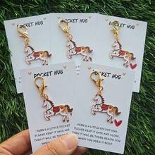 5pcs Cute Horse Keychain Set | Multi-Style Zinc Alloy Keychains With Red Heart Card, Ideal For Gifts On Valentine'S Day, Mother'S Day, Father's Day, Birthdays, Weddings, And More - Multicolor - View 3