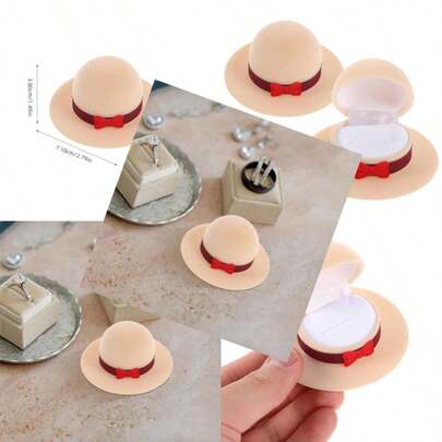 2pcs Small Hat Ring Box Jewelry Organizer Lids Velvet Jewelry Box Travel Hat Storage Earring Holder Wedding