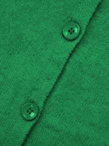 Knit Mix 优雅女士法式宽松针织开衫，适合圣诞节、感恩节、新年等节日，时尚长袖圆领毛衣，休闲纯色开衫，秋冬季必备。 - 綠色 - 查看 9