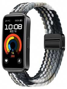 尼龙表带，兼容华为手环10/9/8，编织弹性表带，运动表带，智能手表表带，柔软透气，替换表带，磁扣，男女通用 - 彩色 - 查看 11