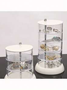 1pc Makeup Sponge Storage Box, Rotating Makeup Brush Holder, Desktop Makeup Puff Dust-Proof Organizer - White - View 6