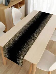 1件黑色和金色生日快乐涤纶桌旗，闪亮水钻印花桌布，2026新年派对桌布，生日庆祝派对用品，厨房和餐桌装饰，圣诞节，家居装饰，生日和新年派对装饰，家居装饰品。 - 2026年新年 - 查看 2