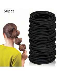 200/100/50/30/20 Pieces Black Hair Ties For Thick And Curly Hair Ponytail Holders Hair Elastic Suitable For Daily Life Hair, Tie Hair, Make-Up, Bride Make-Up, Outdoor Hair, Shower And Elastic Band Hair Rubber Bands Hair Rope, Hair Bobbles Hair Accessories