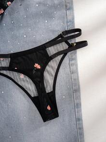 1套女士花卉印花舒适内衣套装