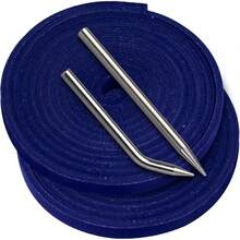 Guantes de béisbol, kit de reparación de encaje de mitón, softball, 2 cordones de piel y 2 agujas de cordones para guante de receptor - Azul oscuro - Ver 2