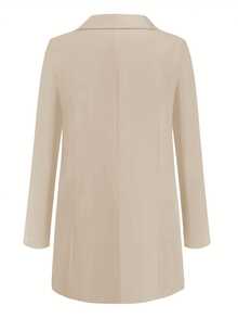 新款欧美时尚休闲西装外套，翻领修身开衫夹克，女士春秋季款 - 杏色-1 - 查看 3