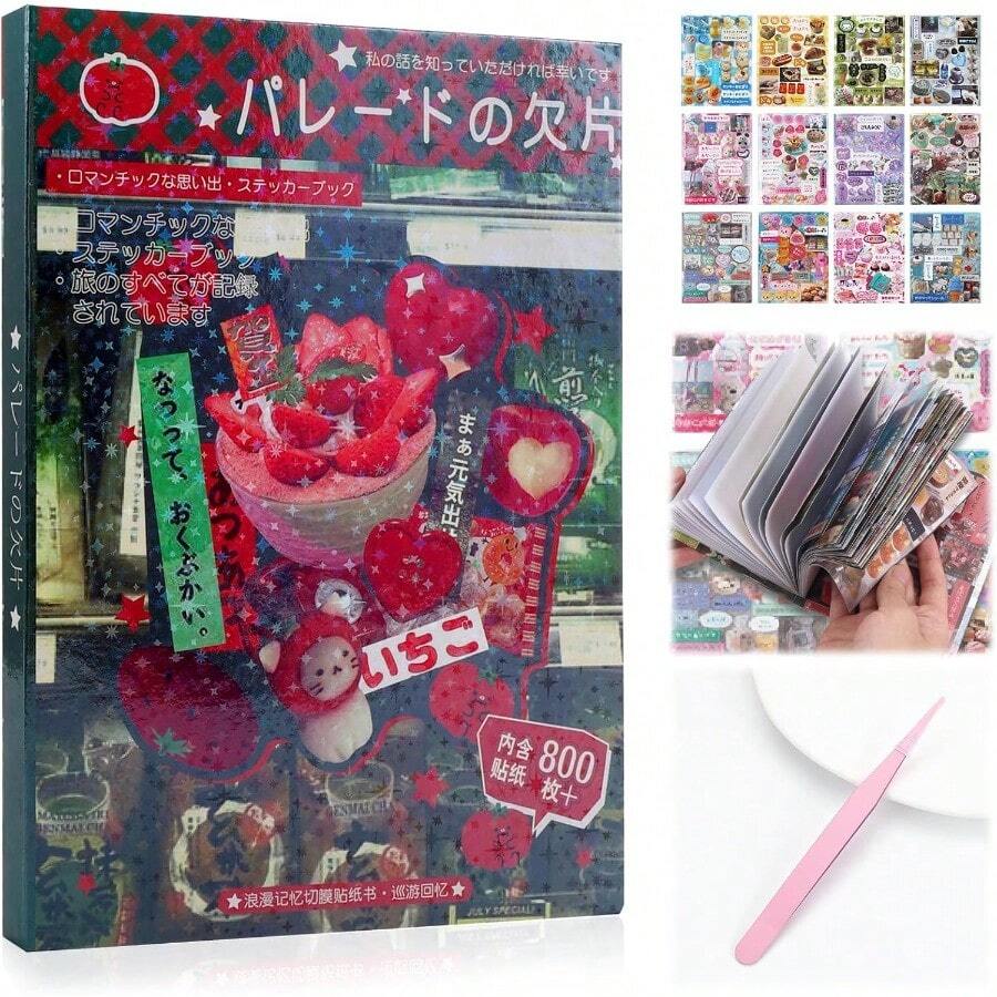 WSXC 45 Sheets Japanese Manga Style Sticker Book 800+Pcs Heisei Retro Romantic Memory Series Manga Books Style Sticker Aesthetic Japanese Stickers Book For Adults DIY Scrapbooking Notebook Memory - Amemory - 查看 1