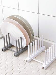 1pc Solid Color Kitchen Dish Drying Rack, Cabinet Dish Storage Rack, Plastic Cutlery Organizer. Kitchen Storage & Organization, Household Essentials. Dish Rack