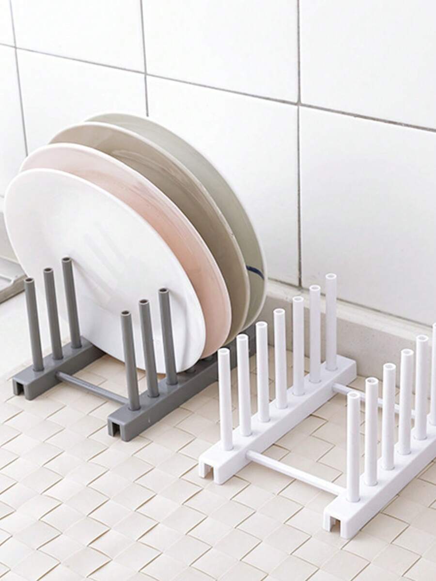 1pc Solid Color Kitchen Dish Drying Rack, Cabinet Dish Storage Rack, Plastic Cutlery Organizer. Kitchen Storage & Organization, Household Essentials. Dish Rack