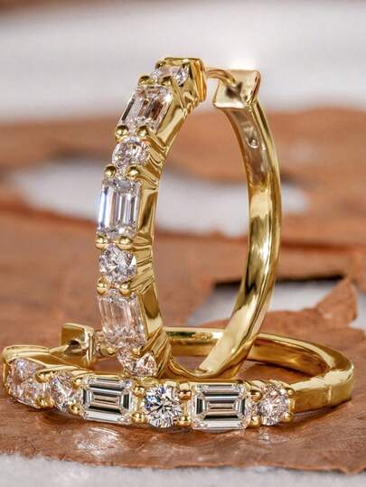 1 par de pendientes de aro con circonita cúbica de moda para adolescentes, para decoración diaria, para fiesta, regalo de joyería