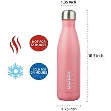 BJPKPK - Botellas de agua aisladas de 12 onzas, 17 onzas, 25 onzas, botellas de agua de acero inoxidable, botellas de agua deportivas que se mantienen frías durante 24 horas y calientes durante 12(0.5 Litros Rosa claro) - Multicolor - Ver 3