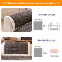 1pc Solid Color Quilted Plush Sofa Cover, Warm And Thick For Winter, White Plush Trim, Minimalist Modern Style, Suitable For Bedroom, Living Room, Office Home Decor, Fits Single, Loveseat, 3-Seater, 4-Seater And Sectional Sofas - Dark Grey - View 11