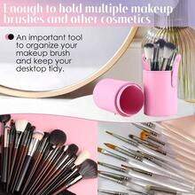 Soporte para Brochas de Maquillaje Rosa 17.5x 6.5 - Organizador Porttil con Botones a Presin, para Viaje y Uso Domstico, Fcil de Limpiar y Decoracin de Moda - Rosa - Ver 4