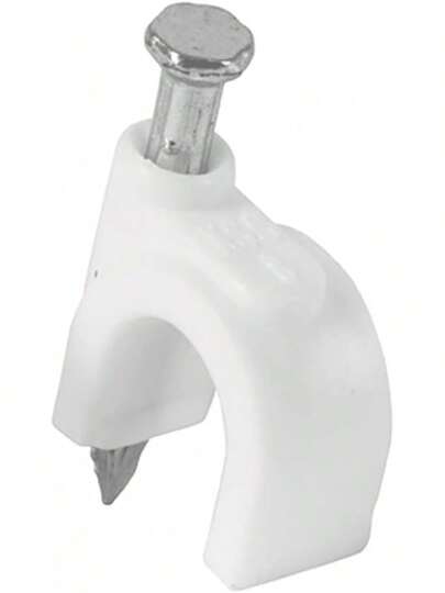 Volteck GCU-6B, 20 Grapas curvas para cable coaxial, Blancas