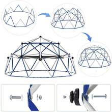 Climbing Dome,10FT Dome Climber With Hammock, Outdoor Play Equipment For 3 To 10 Children, Supports Jungle Gym Up To 1,000 Lbs, Rust Resistant, Easy To Assemble, Gift For Kids, Blue+White - Blue - View 8