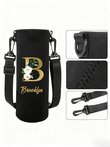 1pc Customized Neoprene Water Bottle Sleeve With Adjustable Strap & Cup Holder, Fits Stainless Steel, Glass & Plastic Bottles - Back To School, Graduation Gift, Teacher Passport Holder, Passport Cover For Travel, Flight, Honeymoon, Study Abroad, Business Trip, Lightweight & Waterproof, Holiday Essential, Unisex Student - Multicolor - View 7