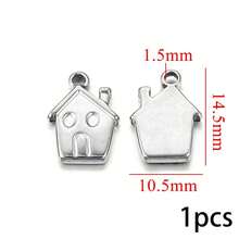 1/10pcs Stainless Steel Charm Set - 18K Golden Plated, Includes House, Tree Of Life, Butterfly, Sun, Bag, Crown, Flower & Shoe Pendants For DIY Jewelry Making - Multicolor - View 15
