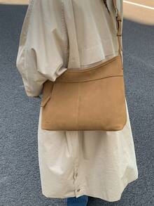 1pc (13.8in*9.8in*4.7in) Fashionable Women's Shoulder Bag, Crossbody Bag, Handbag, Large Capacity, Scratch & Wear Resistant Material, Suitable For Shopping, Dating, Outing, Work Commute, Adjustable Strap, Elegant Minimalist Casual Chic Brown Shoulder Bag For Women - Brown - View 7