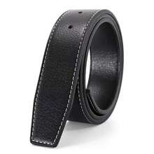 Nuevo cinturón reversible con hebilla de 3,3 para hombre, hebilla giratoria, cinturón perforado informal, cinturón de lujo ligero a RLOW - XZ-006-negro - Ver 5