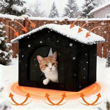 全天候户外保暖猫狗屋，封闭式户外宠物庇护所 - 结构坚固，材质耐用，可折叠易组装，适用于户外流浪狗、猫、兔子等宠物 - 冬季雨雪天气的理想防护选择 - 均碼 - 查看 8