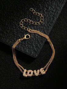 Minimalist Bubble Letter Love Chain Bracelet, Suitable For Daily Wear/Gift For Friends, Valentine's Day Gift - Love - View 1