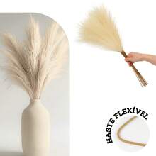 10/20/30/40 Plumas Capim Pampas 55cm Decoração Festa Casamento Moderna Arranjo Artificial - Creme - Visão 1
