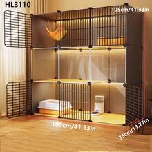 Indoor Cat Cage House, Transparent Cat Villa, All-In-One Cat Litter Box, Suitable For Small Spaces - Multicolor - View 11