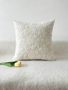 1 funda de almohada floral bordada exquisita, sin relleno de almohada - Beis - Ver 9