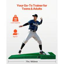 Pitching Mound, Portable Baseball Pitcher's Mound, 77 In IIndoor Outdoor Pitching Practice And Training Equipment, Softball Pitching Aids With Antifade Turf, Pitching Rubber, Carry Handles - One-piece Rectangular T-shaped Shape, 1.5-2m - View 2