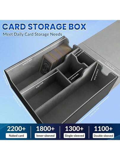 用于交易卡的卡片收纳盒，可容纳 5 张 MTG 卡牌盒或 2200 多张卡片，皮革磁扣 TCG 收纳盒，用于 MTG、运动卡，带骰子托盘