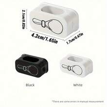 1/2pcs Cute Black & White Multi-Functional Wall-Mounted Storage Rack - Kitchen Utensil Holder And Cable Organizer (Plastic Hooks, Can Hang Small Items/Rice Cooker Accessories) - Multicolor - View 3