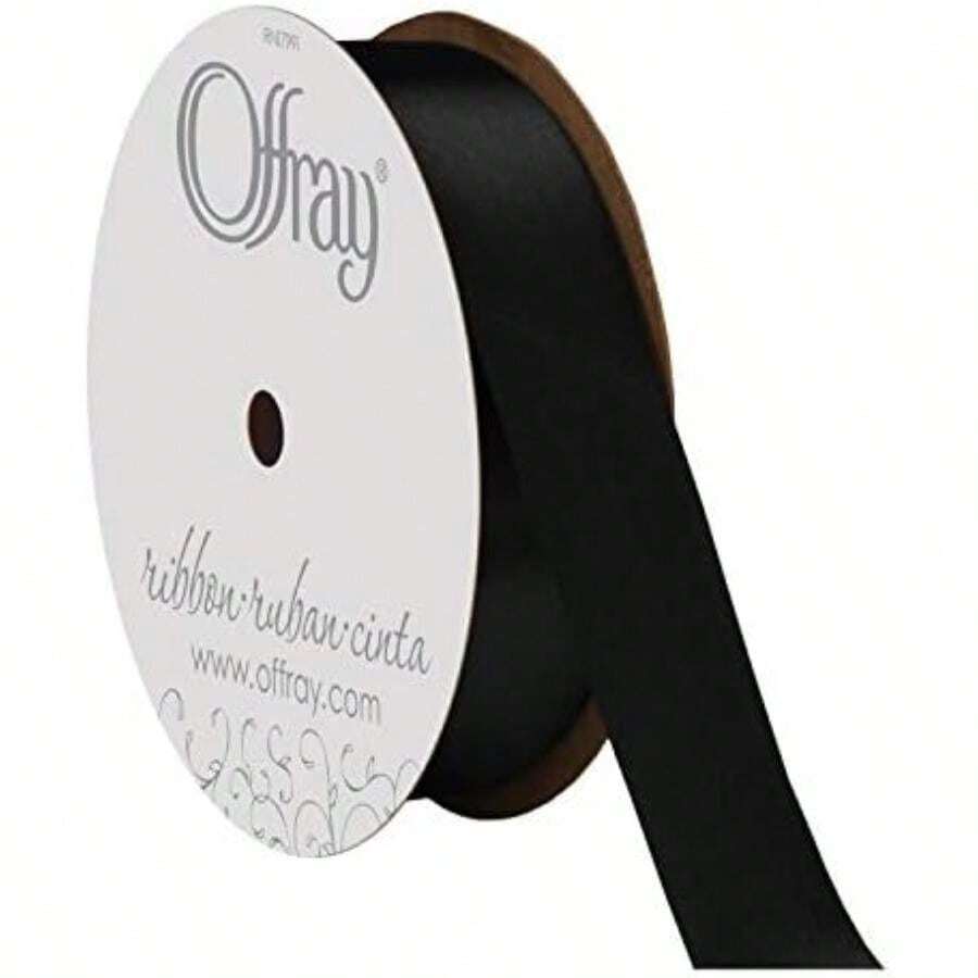 BERWICK Offray Craft Cinta de satén de Doble Cara, 7/20.3 cm de Ancho por 20-Yard Carrete, Blanco Antiguo, Blanco Antiguo, 1-1/2 Inch x 50 Yard, 1(20 Yards Negro) - Multicolor - Ver 1