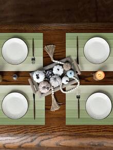 4pcs/6pcs Ombre Tablecloth, Modern Living Room & Dining Table Decor Placemats, Washable, Kitchen Table Mat, Heat Resistant Table Topper Decoration, Suitable For Home Party, Outdoor Camping Table Decor, Coffee Table, Spring & Summer Home Decor - Green - View 8