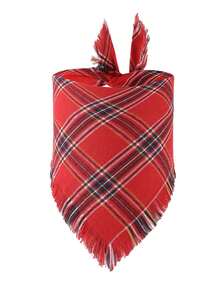 Plaid & Striped Pet Bandana With Tassels - Triangle Scarf For Dogs & Cats | Drool Bib - Multicolor - View 11