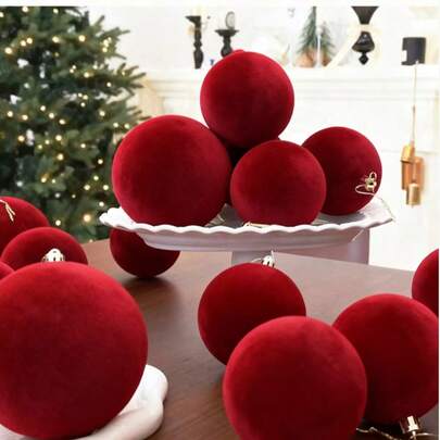 1/9 Bola decorativa colgante de terciopelo grande, adorno colgante retro neutro, decoración de ambiente para fiestas, Día de San Valentín, vida diaria, bola para árbol de Navidad y bolas de ambiente para diversos festivales