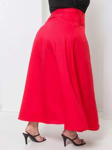 Plus Size Tailored Flared Skirt - Red - View 1