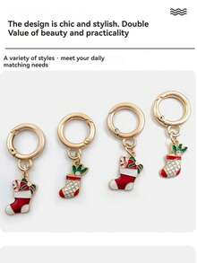 2pcs/Set DIY Gold-Tone Alloy Christmas Tree, Santa Hat, Santa Claus Shoe Charms, Suitable For High-Top Canvas Shoes, Sneakers, Boots Decoration, Bag Pendant, Christmas Party Gift (Shoes Not Included) - Multicolor - View 5