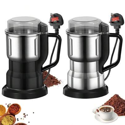 Coffee Grinder, Coffee Machine, Electric Grinder, Coffee Grinder, Electric Powder Grinder, Kitchen Small Appliances, Spice Grinder, 3-Hole EU/UK Standard Plug (Black/Silver Base), 500 Ml Large Capacity, Kitchen Appliance, Small Grinder Mixer, Suitable For Grinding Coffee, Spices, Nuts And Grains. Stocking Fillers